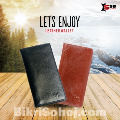 SSB GENUINE LEATHER LONG LEATHER WALLET BIFOLD WALLET BAG